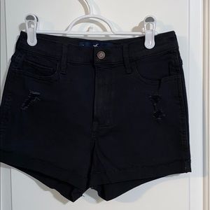 Distressed Black Jegging Shorts
